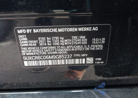 2021 BMW X5 xDrive40I from USA, damaged, VIN 5UXCR6C06M9G85237